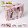 2013 new design fashion cosmetic bag set pink beauty bag satin cosmetic bag